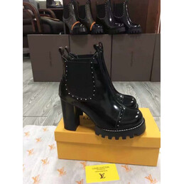 Replica Louis Vuitton Black Studded LVXLOL Star Trail Ankle Boots