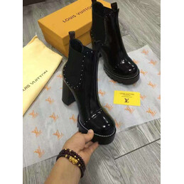 Replica Louis Vuitton Black Studded LVXLOL Star Trail Ankle Boots