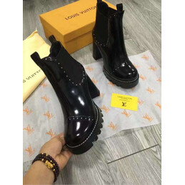 Replica Louis Vuitton Black Studded LVXLOL Star Trail Ankle Boots
