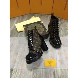 Replica Louis Vuitton Brown Monogram Platform Star Trail Ankle Boots