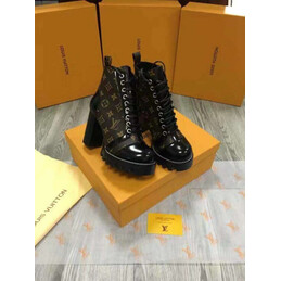 Replica Louis Vuitton Brown Monogram Platform Star Trail Ankle Boots