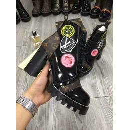 Replica Louis Vuitton Black Brown Graphic Star Trail Ankle Boots