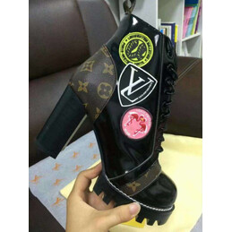 Replica Louis Vuitton Black Brown Graphic Star Trail Ankle Boots