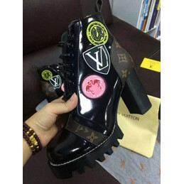 Replica Louis Vuitton Black Brown Graphic Star Trail Ankle Boots