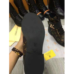 Replica Louis Vuitton Brown Monogram Black Wonderland Flat Ranger Boots