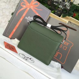 Replica Hermes Olive Green Roulis 18 Bag Palladium Chain
