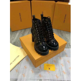 Replica Louis Vuitton Brown Monogram Lace-Up Star Trail Ankle Boots
