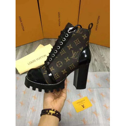 Replica Louis Vuitton Brown Monogram Lace-Up Star Trail Ankle Boots