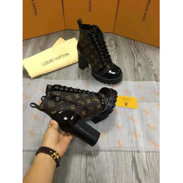 Replica Louis Vuitton Brown Monogram Lace-Up Star Trail Ankle Boots