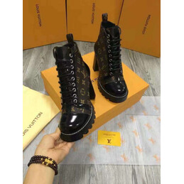 Replica Louis Vuitton Brown Monogram Lace-Up Star Trail Ankle Boots