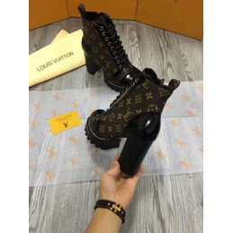 Replica Louis Vuitton Brown Monogram Lace-Up Star Trail Ankle Boots