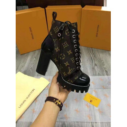 Replica Louis Vuitton Brown Monogram Lace-Up Star Trail Ankle Boots