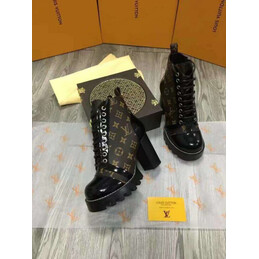 Replica Louis Vuitton Brown Monogram Lace-Up Star Trail Ankle Boots