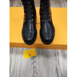 Replica Louis Vuitton Black White Lace-Up Knee-High Boots