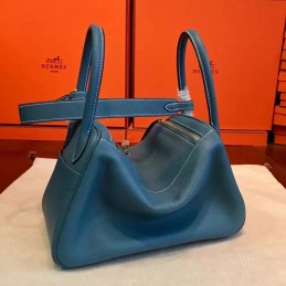 Replica Hermes Blue Lindy 26 Gold Hardware Bag
