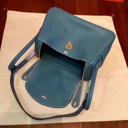 Replica Hermes Blue Lindy 26 Gold Hardware Bag