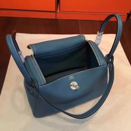 Replica Hermes Blue Lindy 26 Gold Hardware Bag