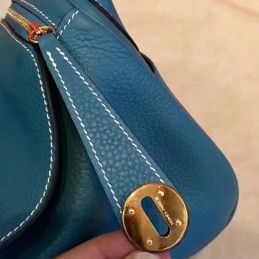 Replica Hermes Blue Lindy 26 Gold Hardware Bag