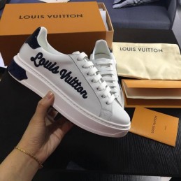 Replica Louis Vuitton White Black Script Low-Top Sneakers