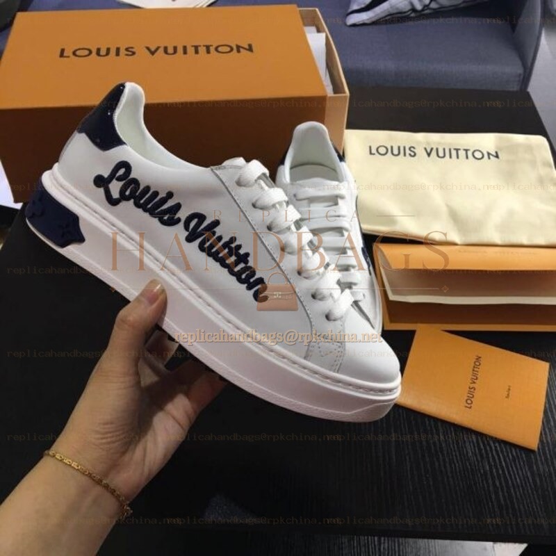 Replica Louis Vuitton White Black Script Low-Top Sneakers
