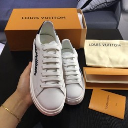 Replica Louis Vuitton White Black Script Low-Top Sneakers