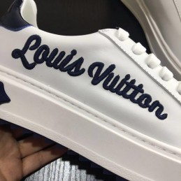 Replica Louis Vuitton White Black Script Low-Top Sneakers