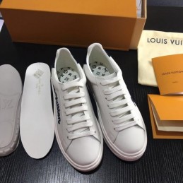 Replica Louis Vuitton White Black Script Low-Top Sneakers