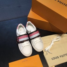 Replica Louis Vuitton White Red Black Strap Sneakers
