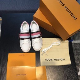 Replica Louis Vuitton White Red Black Strap Sneakers