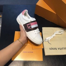 Replica Louis Vuitton White Red Black Strap Sneakers