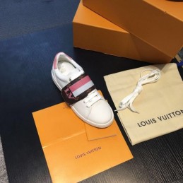 Replica Louis Vuitton White Red Black Strap Sneakers