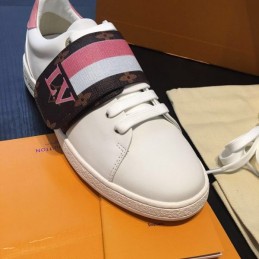 Replica Louis Vuitton White Red Black Strap Sneakers