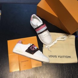 Replica Louis Vuitton White Red Black Strap Sneakers