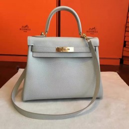 Replica Hermes Light Gray Kelly 28 Gold Hardware Bag