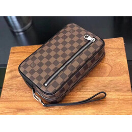 Replica Louis Vuitton Brown Damier Ebene Kasai Clutch