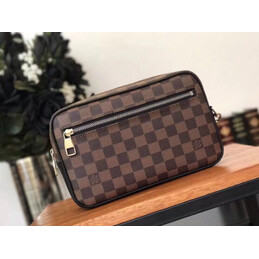 Replica Louis Vuitton Brown Damier Ebene Kasai Clutch