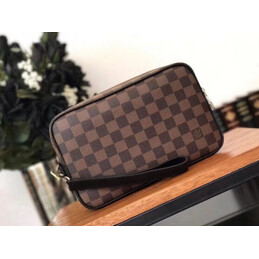 Replica Louis Vuitton Brown Damier Ebene Kasai Clutch