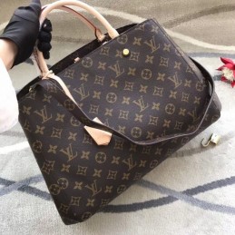 Replica Louis Vuitton Brown Monogram Beige Trim Montaigne GM