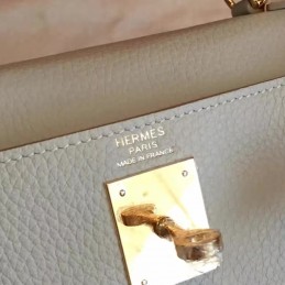 Replica Hermes Light Gray Kelly 28 Gold Hardware Bag
