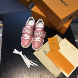 Replica Louis Vuitton Pink White Script Low-Top Sneakers