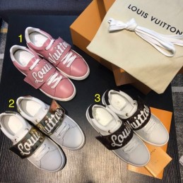 Replica Louis Vuitton Pink White Script Low-Top Sneakers