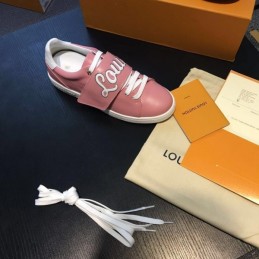 Replica Louis Vuitton Pink White Script Low-Top Sneakers