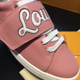 Replica Louis Vuitton Pink White Script Low-Top Sneakers