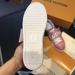 Replica Louis Vuitton Pink White Script Low-Top Sneakers
