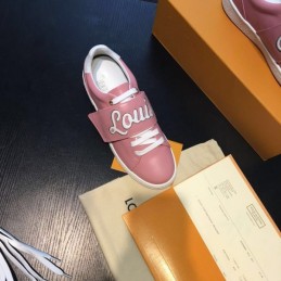 Replica Louis Vuitton Pink White Script Low-Top Sneakers