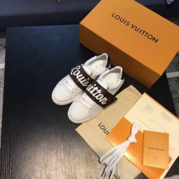 Replica Louis Vuitton Pink White Script Low-Top Sneakers