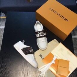 Replica Louis Vuitton Pink White Script Low-Top Sneakers