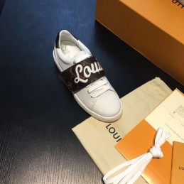 Replica Louis Vuitton Pink White Script Low-Top Sneakers