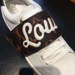 Replica Louis Vuitton Pink White Script Low-Top Sneakers