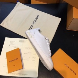 Replica Louis Vuitton White Pink Heel Low-Top Sneakers